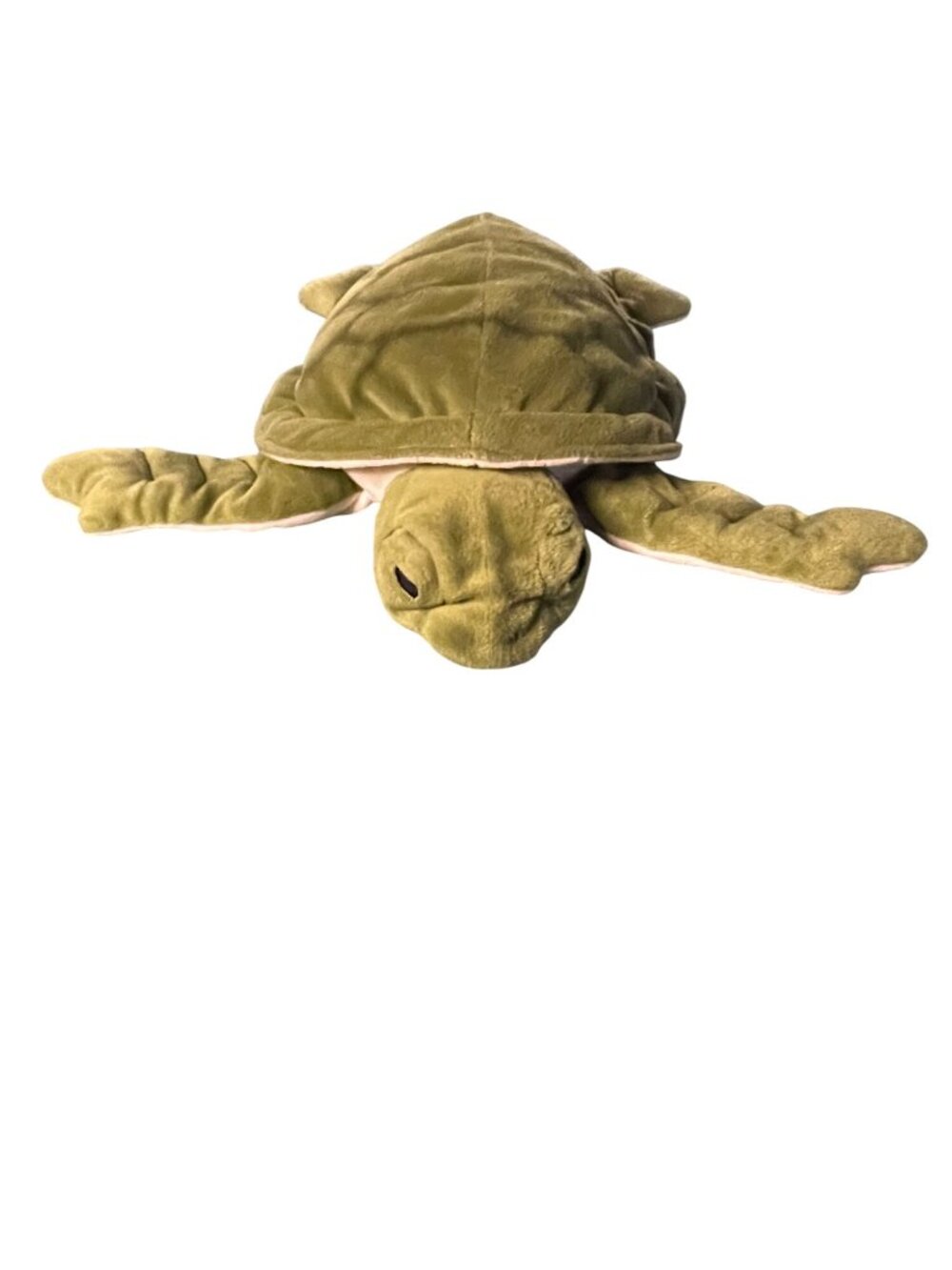 Plush Sea Turtle Stuffed Animal By Hysun Toys - Green & Cream - Soft Polyester -